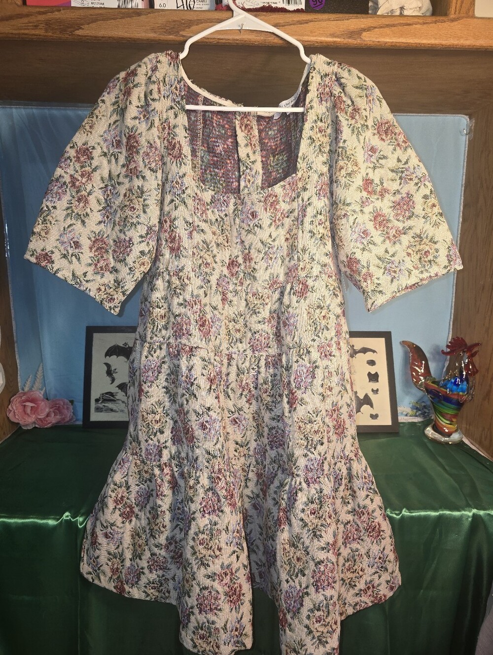 Sophie The Label. Floral Tiered Short Dress in Cream and Pink